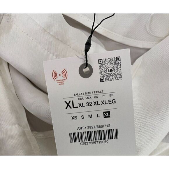 Zara Womens Dress Pants XL White Linen Blend Wide Leg Trousers 2927/586 NWT - Picture 4 of 11